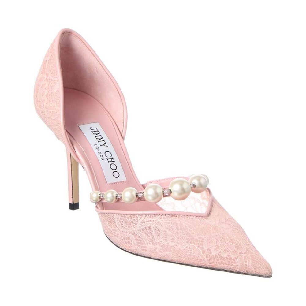 Jimmy Choo Aurelie 85 Lace & Leather Pump, Pink